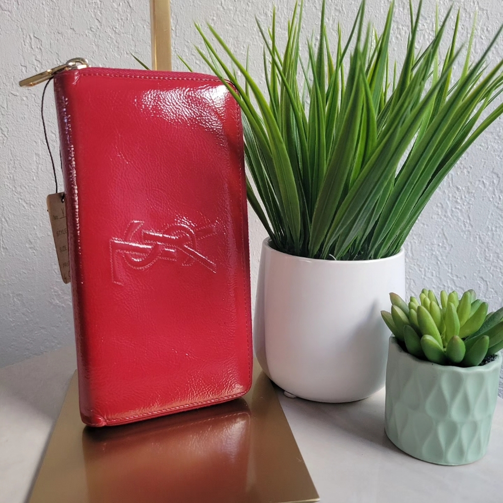 Authentic YSL Patent Leather Zip Around Wallet